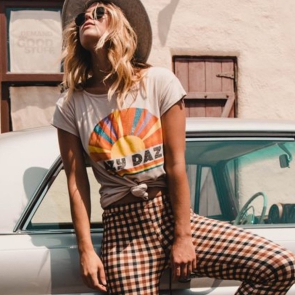 Boutique Tops - New Lazy Daze Rainbow Graphic T-Shirt Top